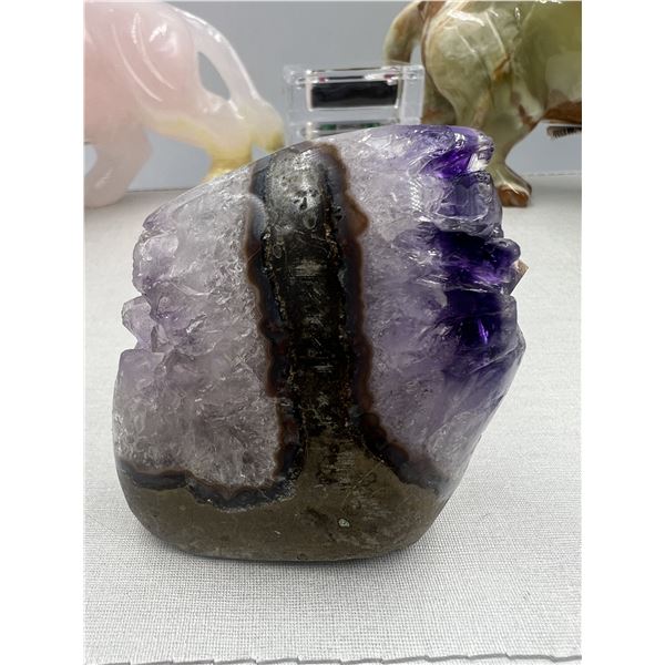 2.7 X 2.9 INCH NATURAL DOUBLE FORMATION  AMETHYST GEODE POLISHED