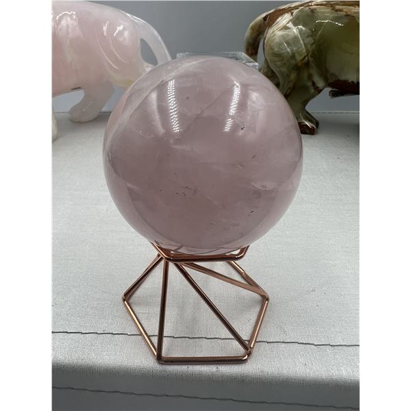 2.2 INCH  57.9 MM  ROSE QUARTZ SPHERE