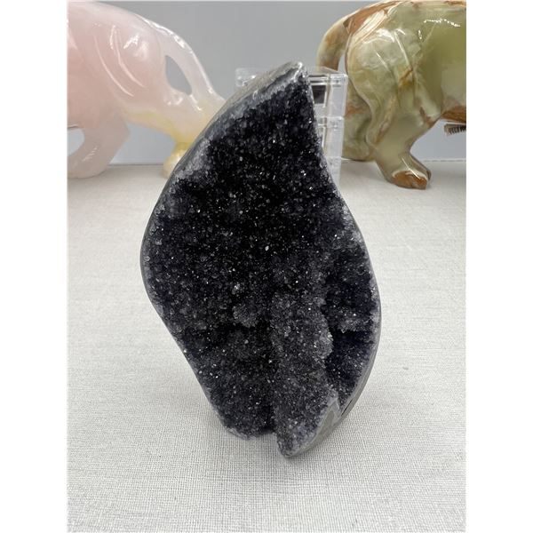 3.1 INCH BLACK AMETHYST GEODE FLAME (BEAUTIFUL WITH SHINE)