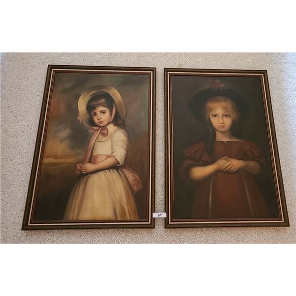 Antique Oil Paintings- Miss Juliana Willougby Reproduction by George Romney plus one other