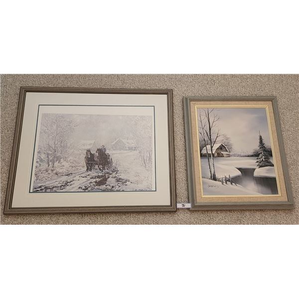 Winter Landscape Oil Painting by Charles & Sprintime Slush by Georgia Jarvis