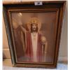 Image 1 : Christ the King Print with Ornate Gilt Frame & RARE Blown Out Glass