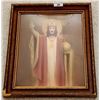Image 3 : Christ the King Print with Ornate Gilt Frame & RARE Blown Out Glass