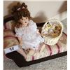 Image 3 : Porcelain Doll, Chaise Lounger, 4 Porcelain Babies with Mother in Wicker Cradle