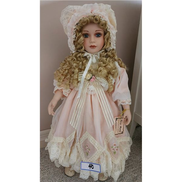 Vintage Porcelain Doll Rosemarie on Stand - Florence Maranuk Collection
