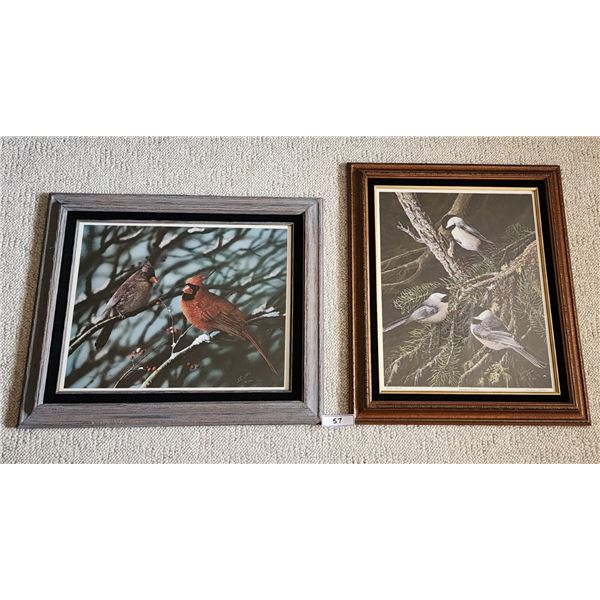 Blackcapped Chickadees & Cardinals Numbered Framed Prints by John Stone