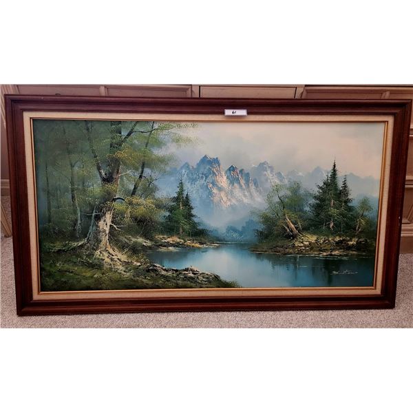 Landscape Mountain Range, River & Forest Oil Painting on Canvas