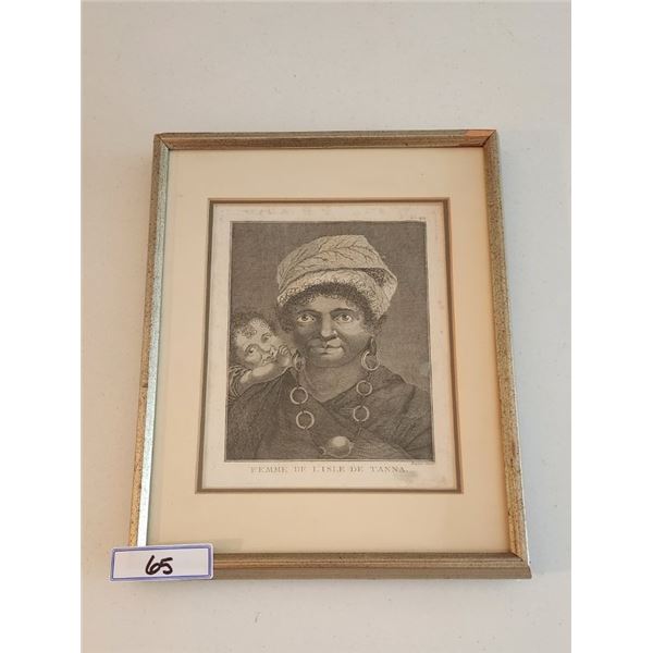 RARE & Valuable Original Antique Print "Femme De L'isle de Tanna" (Woman of the Island)1803