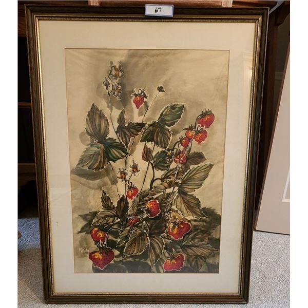 Strawberries Painting on Tissue by Alfoldy