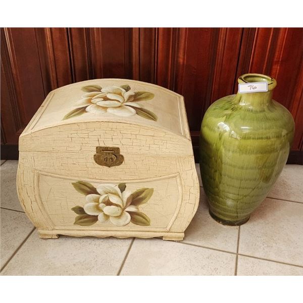 Decorative Container, Large Green Ceramic Vase