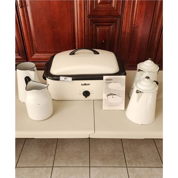 Salton Roaster Oven & 4 Vintage Pitchers