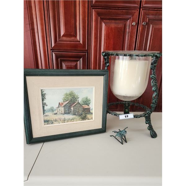 Large Candle Holder, Grasshopper & Painting
