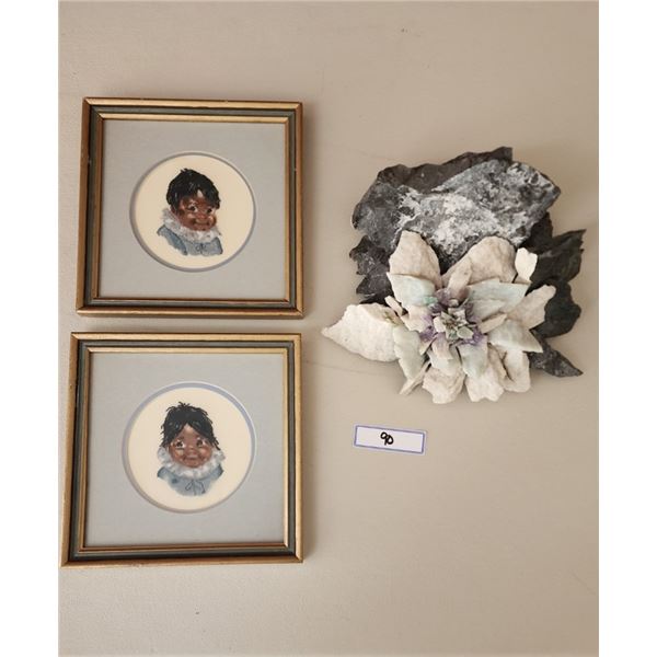 LaFlamme Galleries Framed Eskimo Babies & Stunning Art Stone Creation (Heavy)