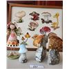 Image 2 : Handcrafted Framed Mushroom Needlepoint Picture, Marble Mushroom Bookends, Fairytale Mush Lady