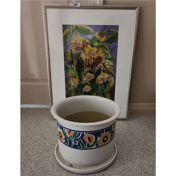 Sunflower Picture & Matching Large Flower Pot