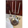 Image 1 : Everything Pewter-Candleabra, Single Candle Holder, Brush & Crumb Tray, Serving Dish, Candles