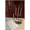 Image 2 : Everything Pewter-Candleabra, Single Candle Holder, Brush & Crumb Tray, Serving Dish, Candles