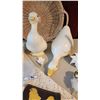 Image 2 : Vintage Ceramic Ducks, Glass Vase, Pair of Candle Holders, Basket, Table Runner, Doilies, Placemats