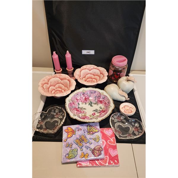 Vintage Formalities by Baum Bros Decor Bowl, Glass Heart Bowls, Candle/Holders, Jewellery Holder