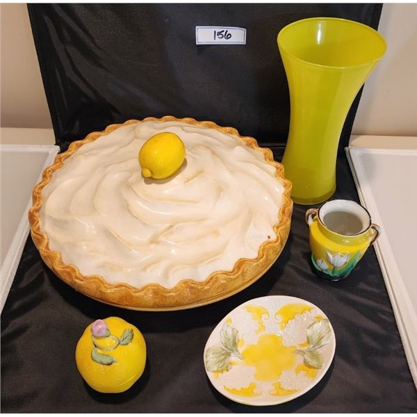 Lemons, Porcelain Vintage, Glass, Pies, Japan - see description
