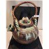 Image 1 : Shigaraki Ware Teapot Vintage Japanese Oversized Stoneware, Art Teapot Drip Glaze Wicker Handle