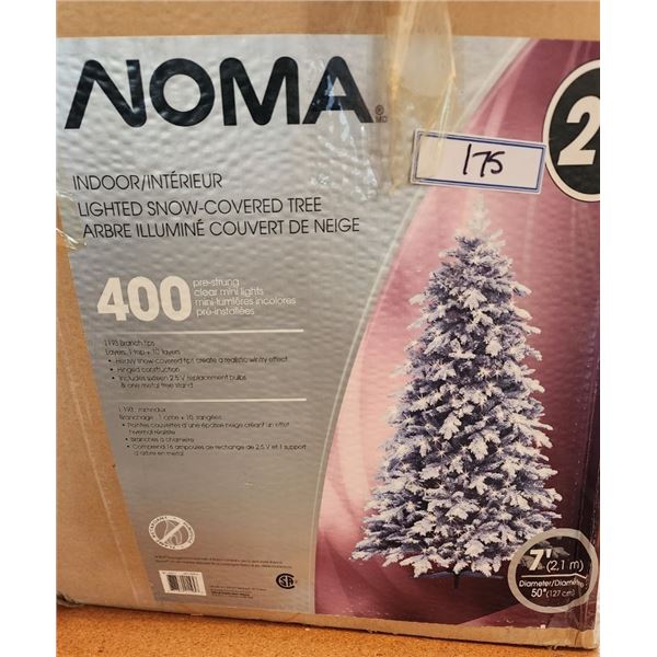 Noma Indoor Lighted Snow Covered Christmas Tree - 7 ft Tall/50" Diameter - Includes Metal Stand