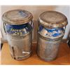 Image 2 : 2 Vintage Dairy Master Cream Cans (10.5" circumference x 19.5" Height)