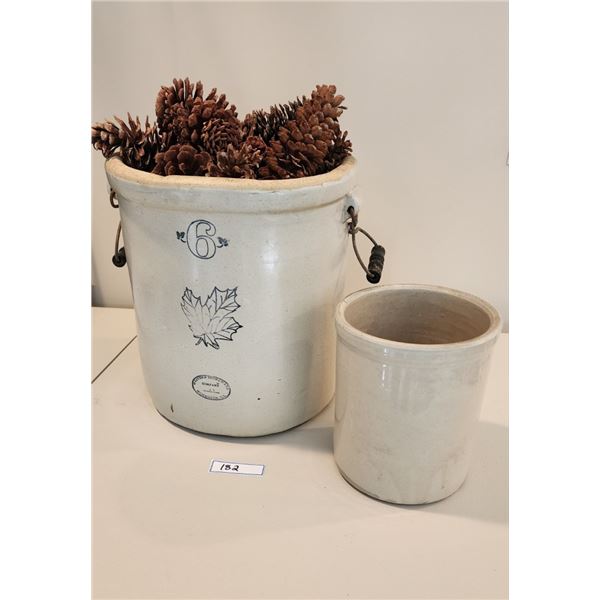 Vintage 6 Gallon Stoneware Crock by Western Stoneware Company, Vintage 2 Gallon Stoneware Crock