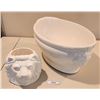 Image 1 : Vintage Mid 20th Century Lion Head Ceramic Bowl & Ceramic Lion Pot