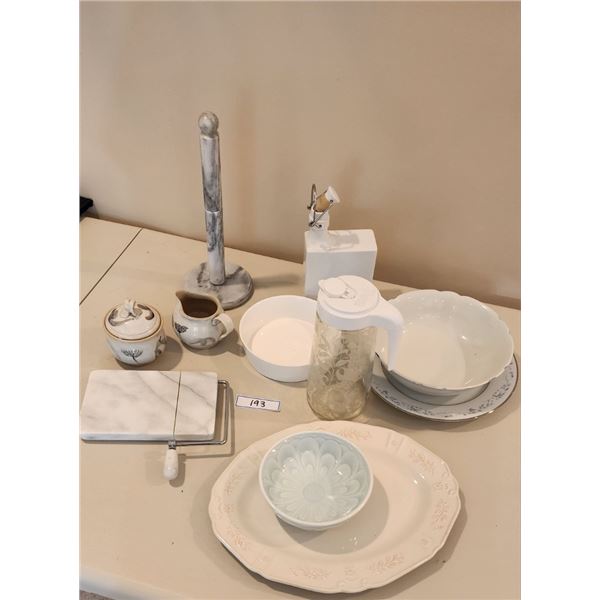 Cheese Cutter, Corningware, Pottery, Vintage Plate & Pitcher, Misc Bowls