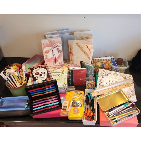Artist Lot - Pencil Crayons, Pencils, Pens, Coloring Books, Highlighters, Scissors, Rulers