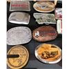 Image 3 : Harley Davidson Cheese Cutting Board & Set, 7 Belt Buckles, 2 Ashtrays, Cigar Box with Tins