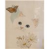 Image 3 : 2 Vintage Handmade Cross Stitch White Cats, Photo Frame, Willow Tree, Porcelain Figurine Flower
