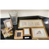 Image 1 : Victorian Ladies Picture, 3 Photo Frames, Hand Cut Glass Vase, Framed Print