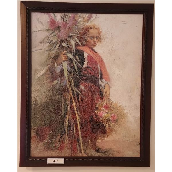 Framed Flower Child by Pino Giclee on Canvas Limited Edition 35/195 (Height 29.5", Width 23.5")