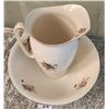 Image 2 : Vintage Wash Basin & Pitcher Set - Floral Pattern with Gold Trim