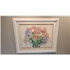 Image 1 : White Framed Water Color Painting by Maui Hands Hawaiian Artist Margaret Bedell "Forget Me Not IV"