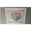 Image 2 : White Framed Water Color Painting by Maui Hands Hawaiian Artist Margaret Bedell "Forget Me Not IV"
