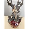 Image 2 : "Strawberry Dream" Bronze Fairy Sculpture with Butterfly winds Mounted on Red Glass Limited Edition