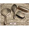 Image 1 : Antique Sterling Silver Mirror, Clothes Brush, Hairbrush - All Sterling Silver