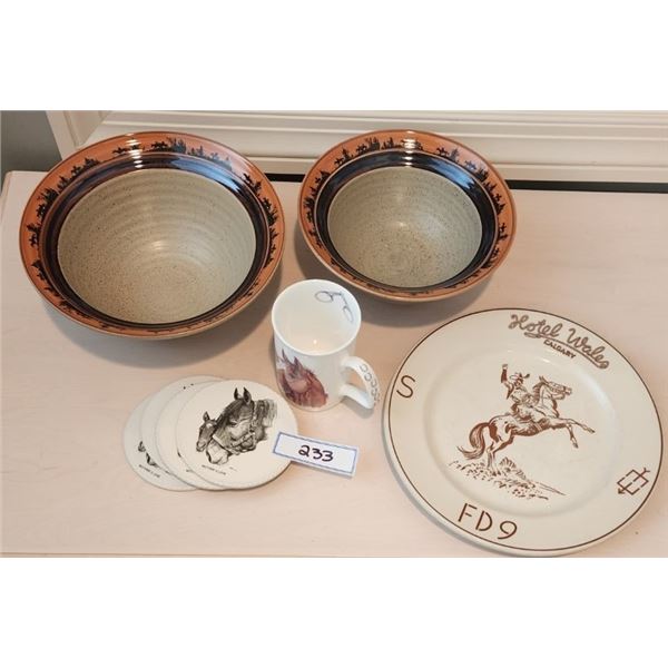 RARE Hotel Wales Collectible Plate, Ceramic Coasters, Artables by Debra Durrer, Bone China Mug