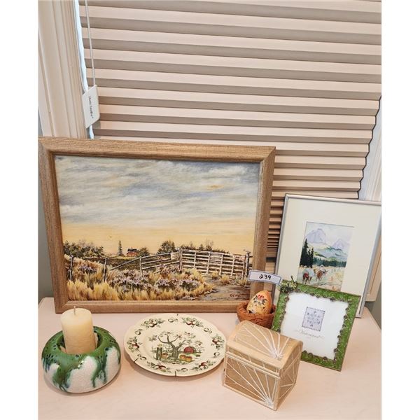 Watercolor by Ann Jones, Cattle Gate Farm Landscape by C. Collins, Rare & Vintage items