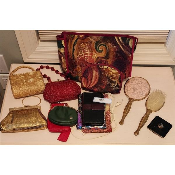 Ladies Evening & Cosmetic Bags, Coin Purses, Vintage Handheld Mirror, Brush, Compact Mirror