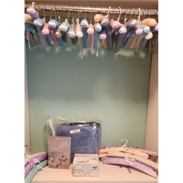 2 Decorative Boxes, 49 Cushion Hangers, Blue Blanket