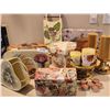 Image 2 : Various Decorative Boxes, Hand Painted Sleigh, Metal Heart Tin, Candles, Gold Candle Holders