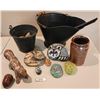 Image 1 : Coal Pail & Shovel, Hand Painted Stones, Squirrel & Nut, Brown Container