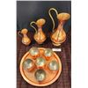 Image 1 : Vintage Copper & Brass Jugs - Vintage 1950s Coppercraft Guild Roly Poly Cups (6), Serving Tray