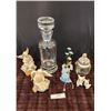 Image 2 : Sarah's Angels by Cheri Lane, Flower, Bunny Jar, Vintage Krosno Crystal Decanter, Vintage Bunny Pair