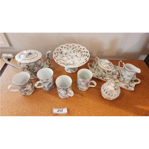 1855 tipo Limoges, DaVinci Fine China, Teapot, Cake & Serving Plate, Mugs, Flatware, Cream & Sugar