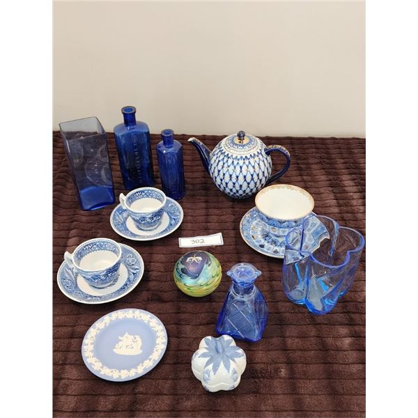 RARE Cobalt Blue Glass, Lomonosov Porcelain, Wood & Sons, Wedgewood Blue Jasperware, Art Glass